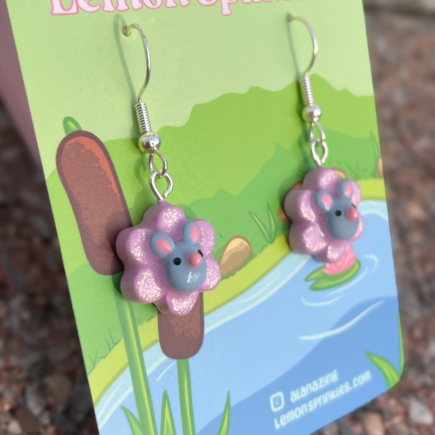 Rat Flower Clay Earrings