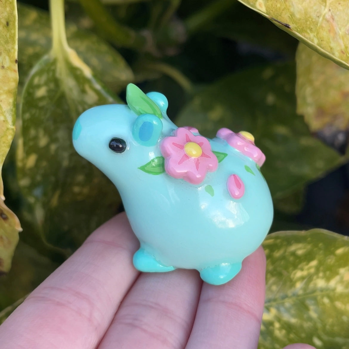 Floral Capybara Clay Figure