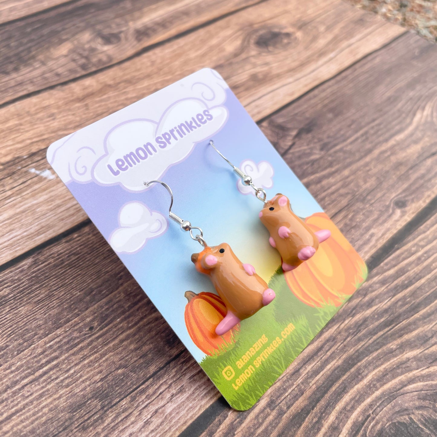 Pumpkin Rat Clay Earrings