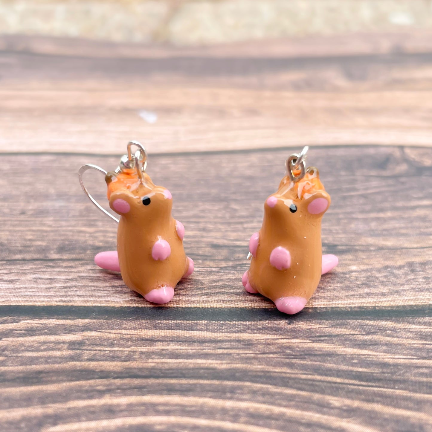 Pumpkin Rat Clay Earrings