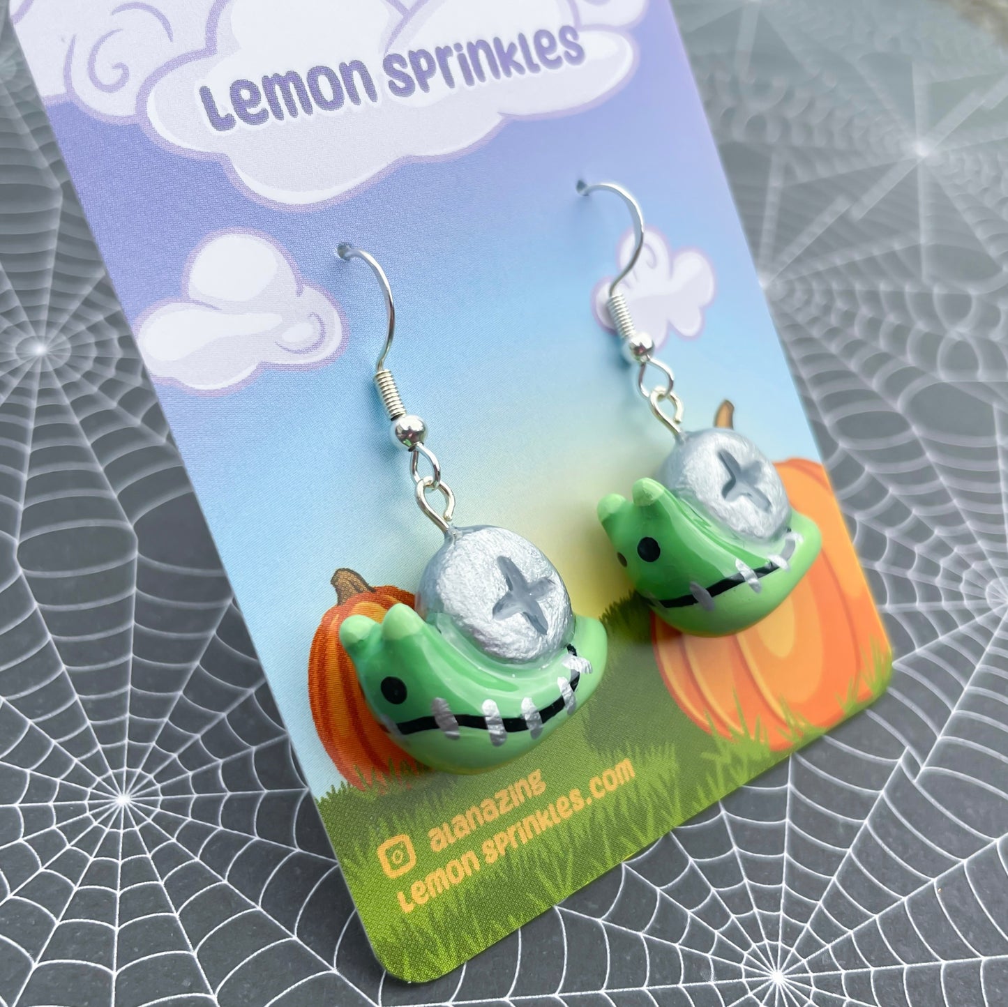 Frankenstein's Snail Clay Earrings
