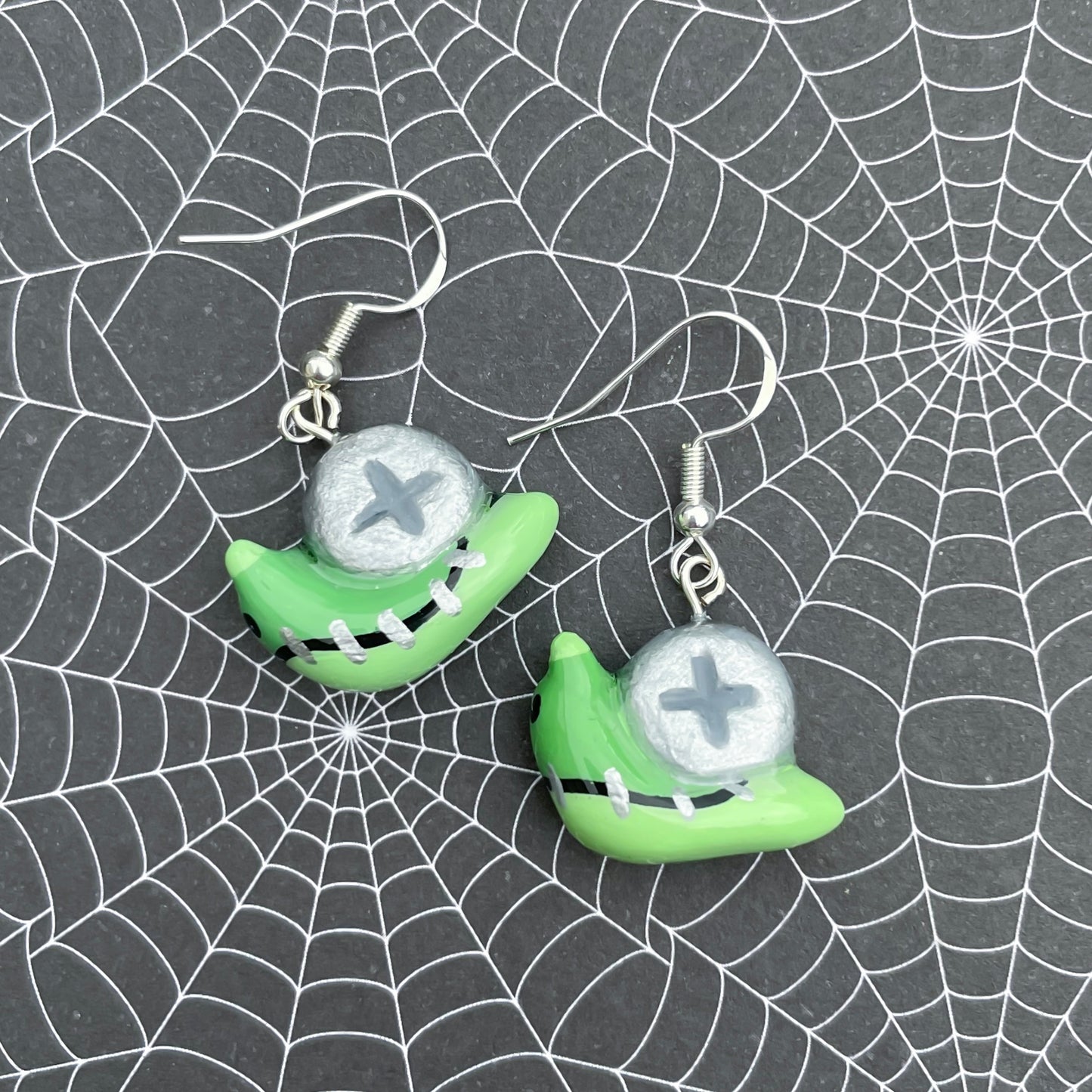 Frankenstein's Snail Clay Earrings