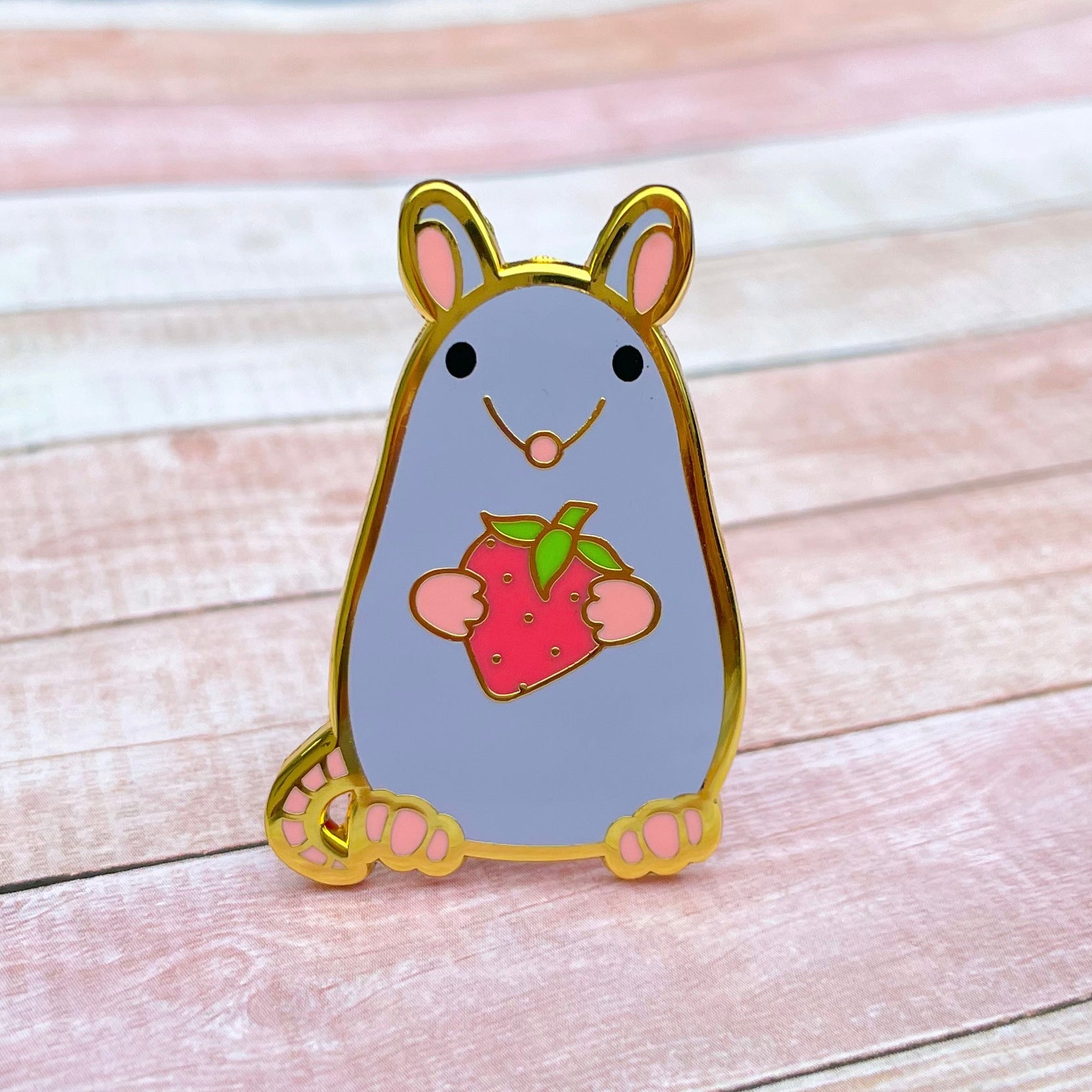 Strawberry Cat Enamel Pin, funny cat pins