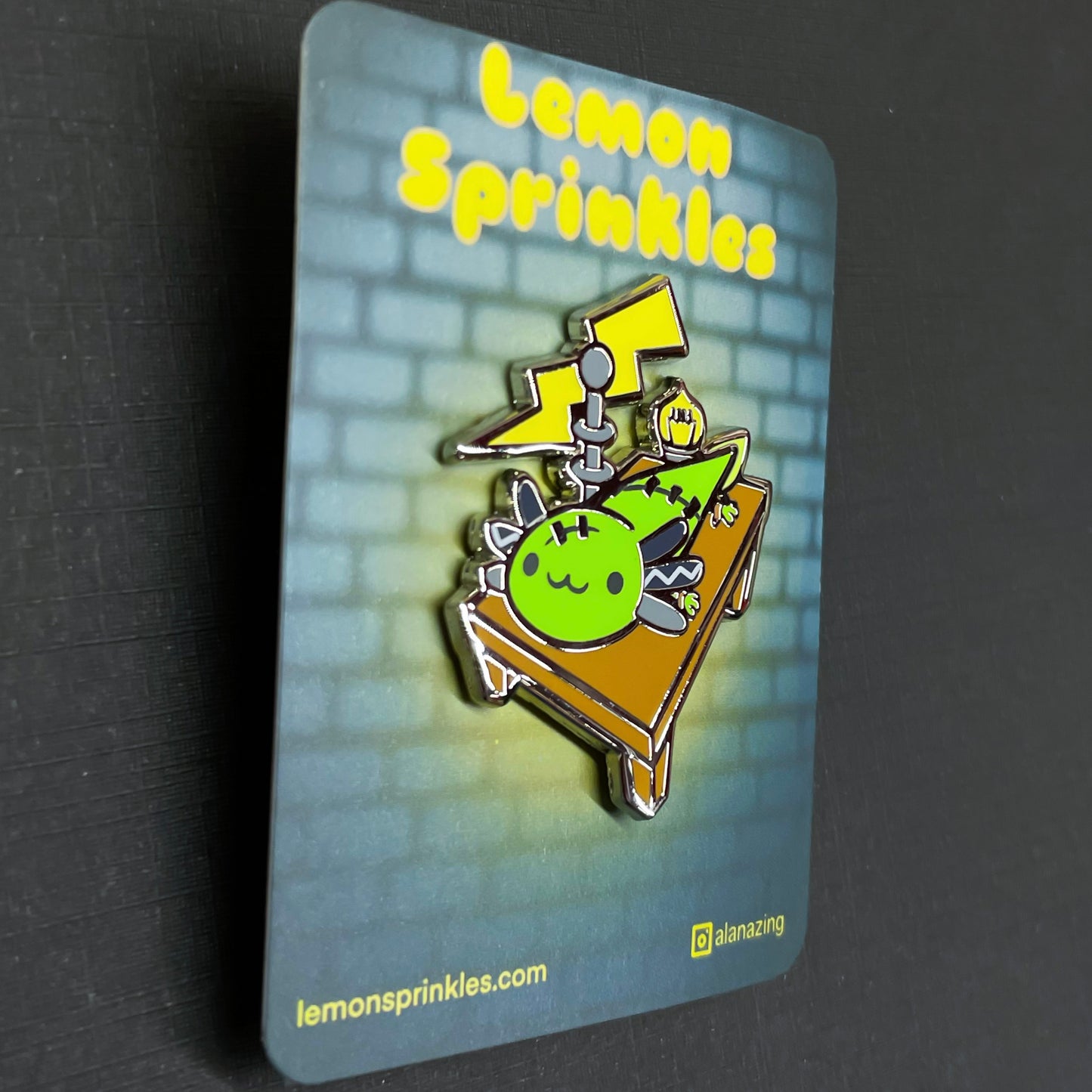 Frankenstein's Axolotl Glow In The Dark Enamel Pin