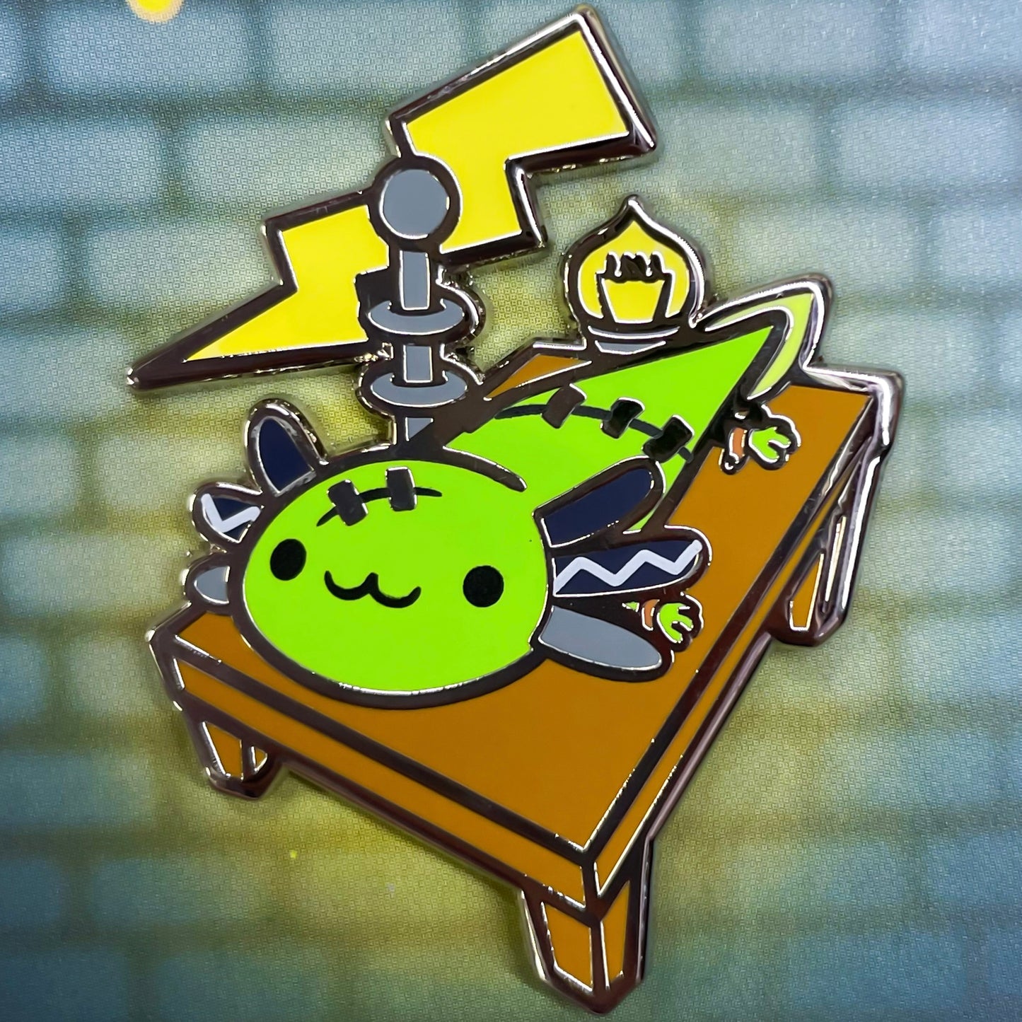 Frankenstein's Axolotl Glow In The Dark Enamel Pin