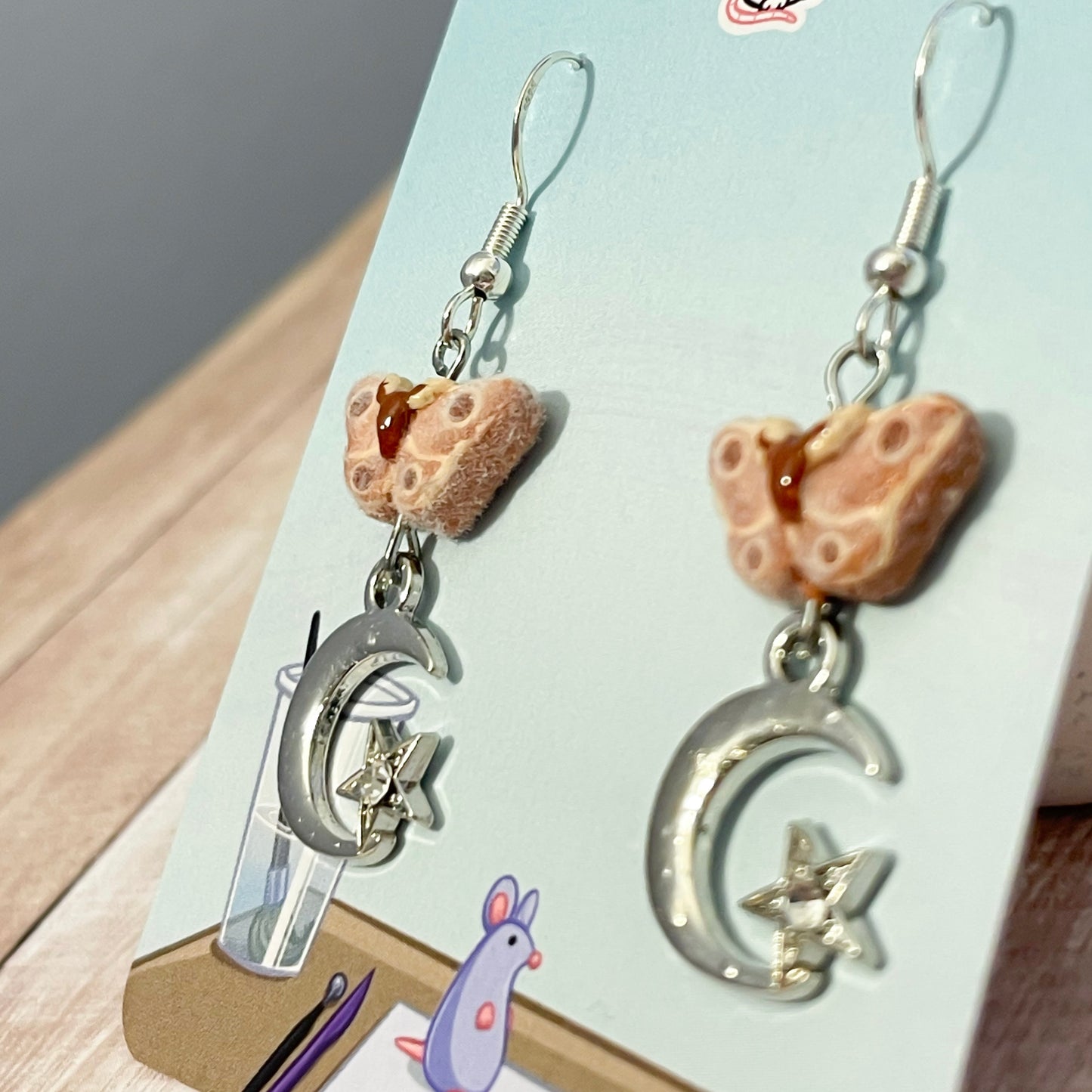Flocked Moth Earrings