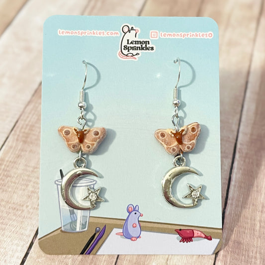 Flocked Moth Earrings