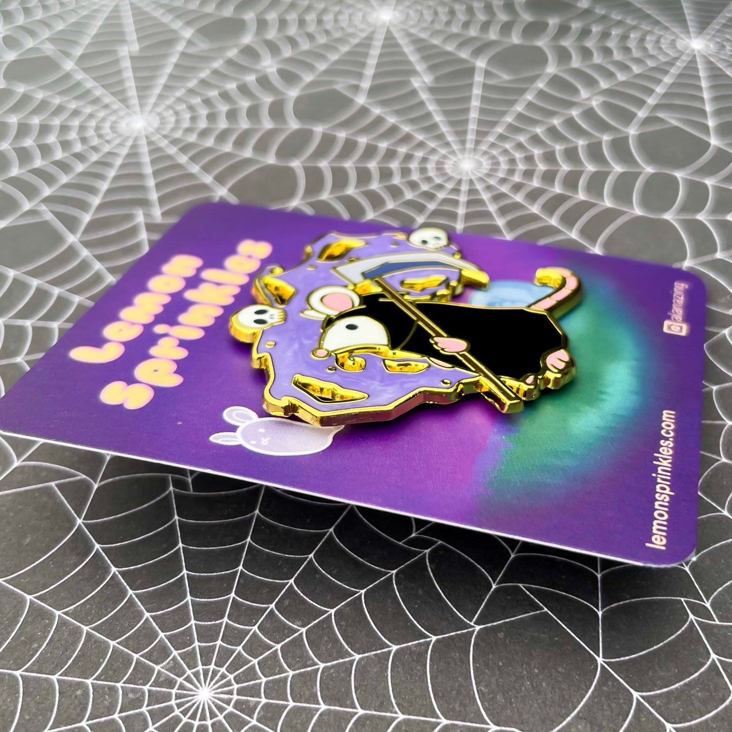 Grim Reaper Rat Pearl Enamel Pin