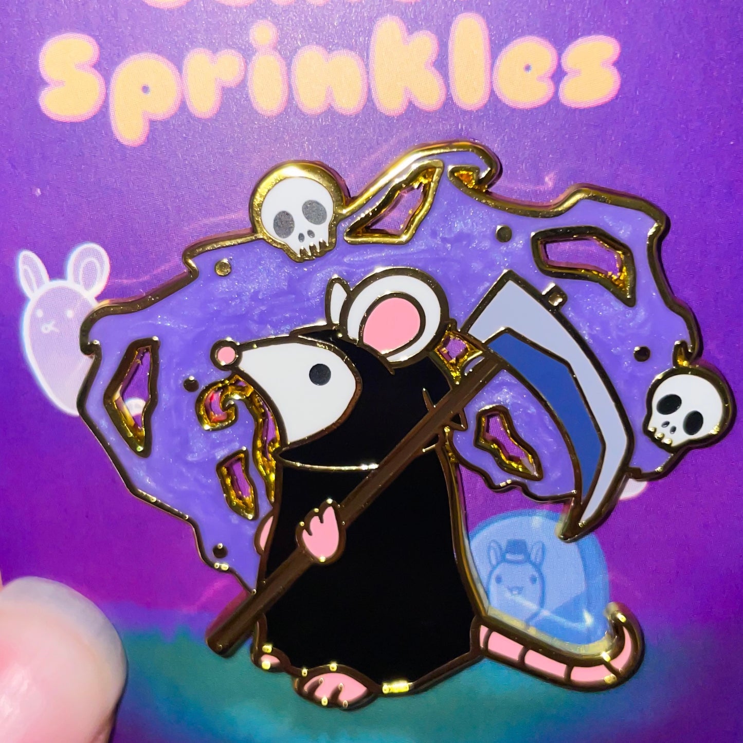 Grim Reaper Rat Pearl Enamel Pin