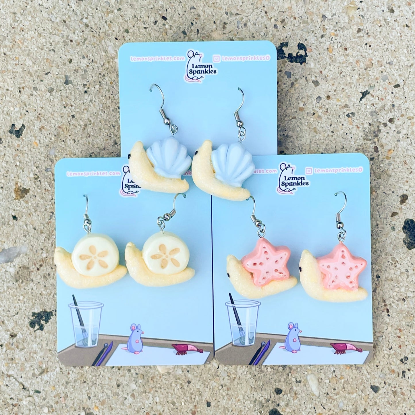 Beachy Snail Clay Earrings