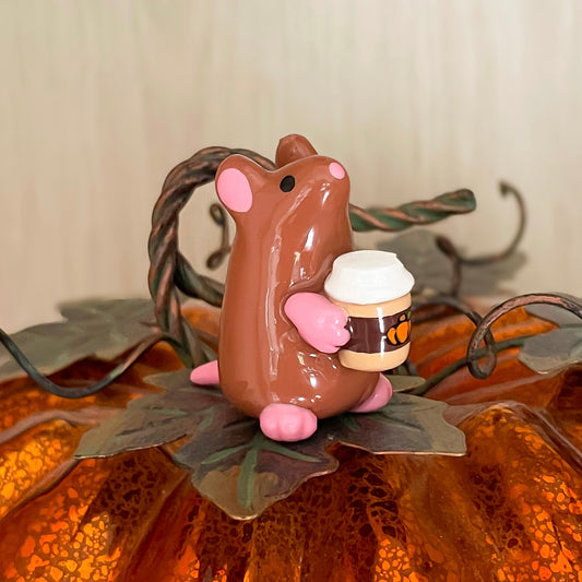 Pumpkin Spice Latte Rat Clay Figure| 1.5 in.