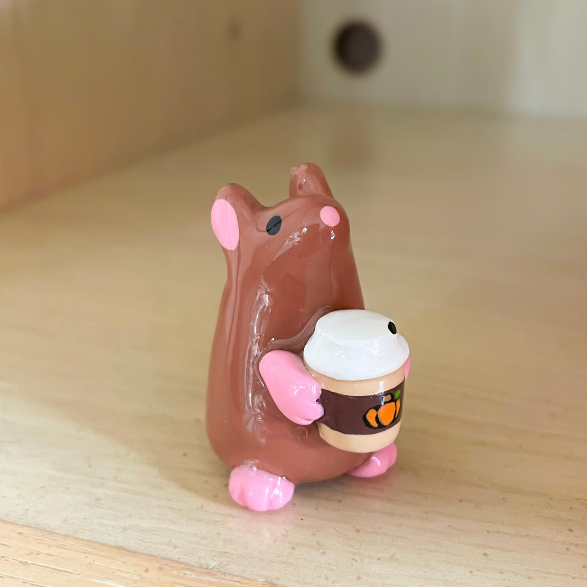 Pumpkin Spice Latte Rat Clay Figure| 1.5 in.
