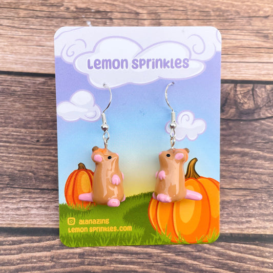 Pumpkin Rat Clay Earrings