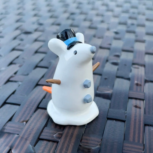 Snowman Rat Clay Figure | 1.5 in.