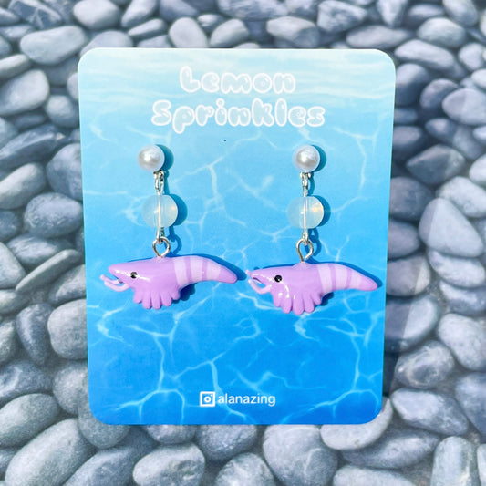 Purple Shrimp Clay Earrings