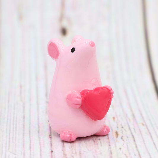Pink Rat Valentine Clay Figure | 1.3 in.
