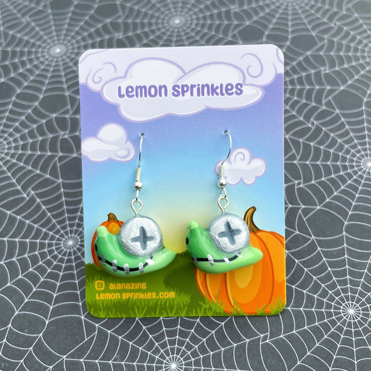 Frankenstein's Snail Clay Earrings