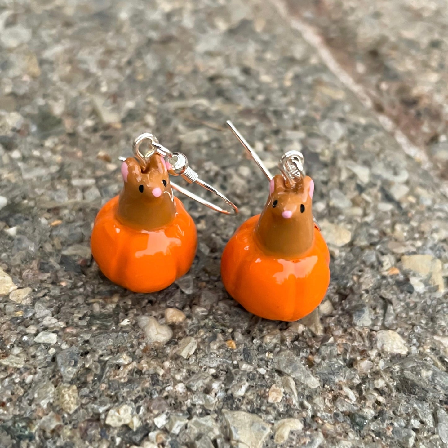 Rat Pumpkin Clay Earrings