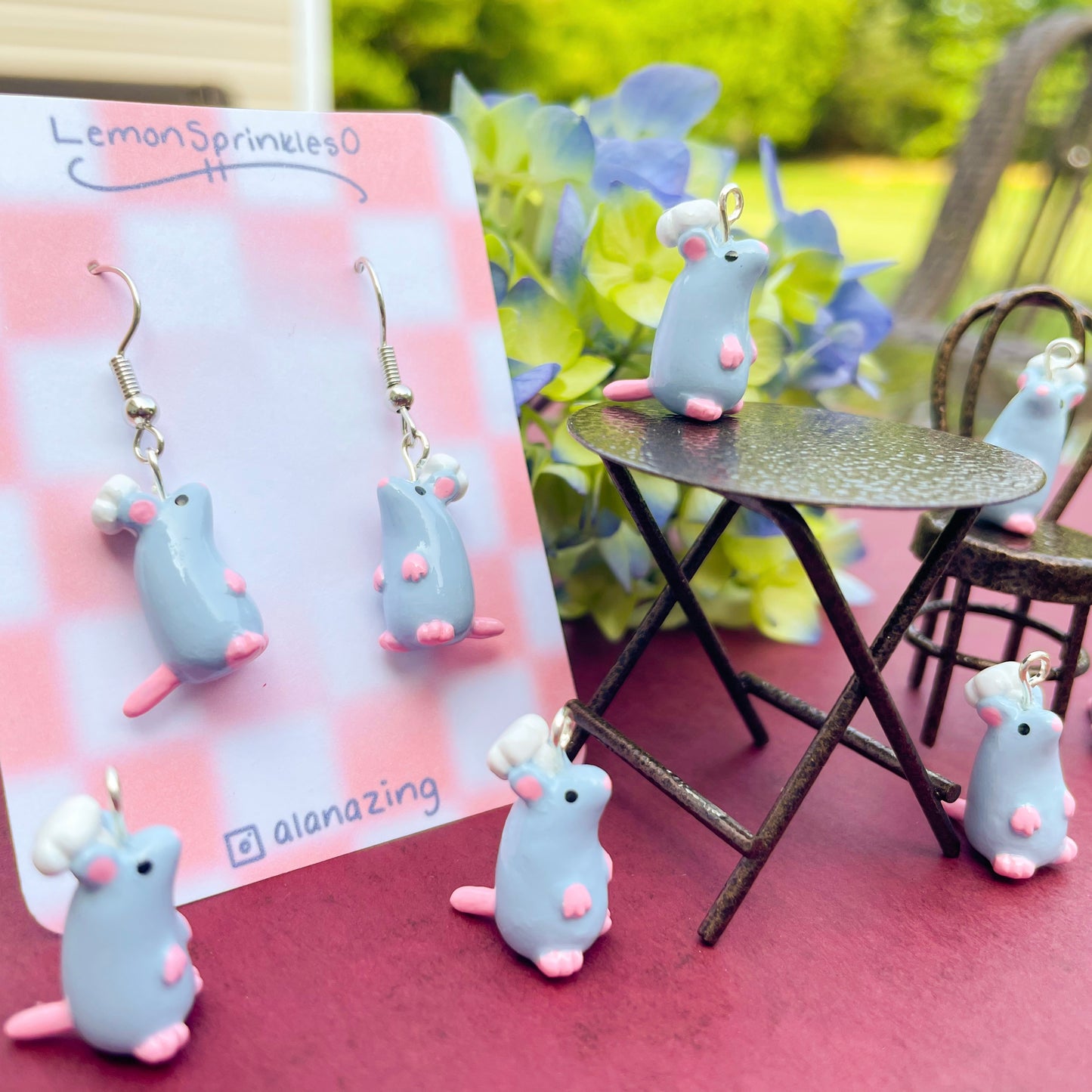 Chef Rat Clay Earrings