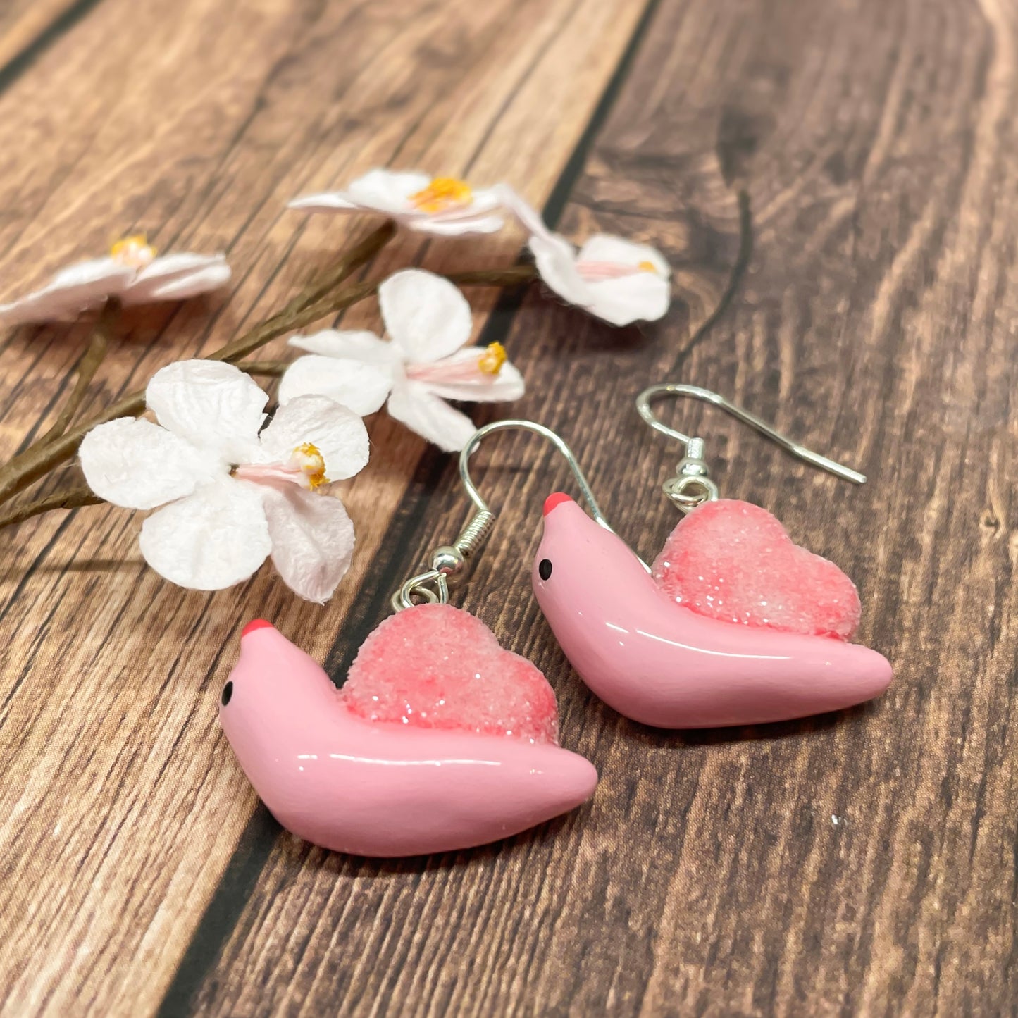 Sugar Heart Snail Clay Earrings