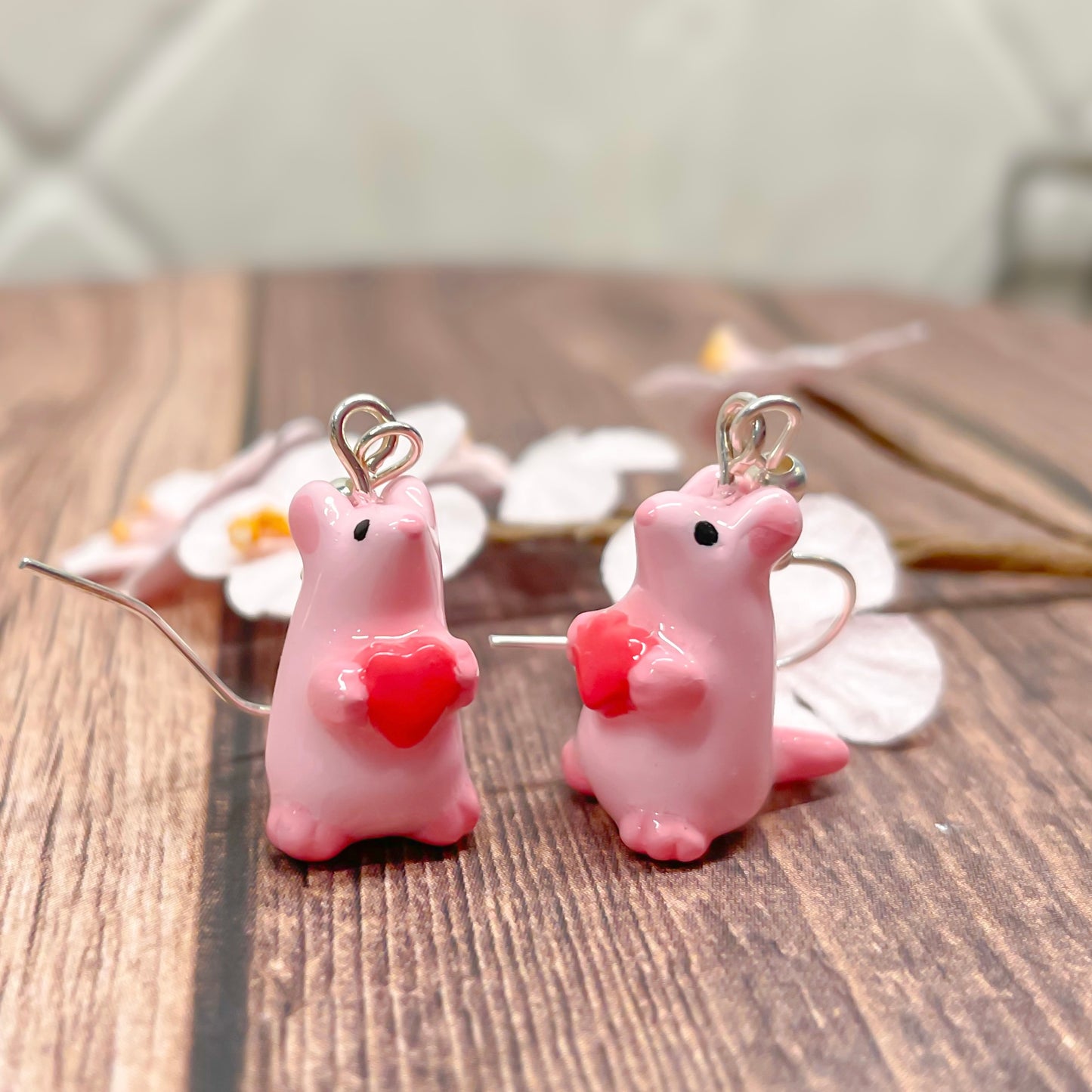 Heart Rat Clay Earrings