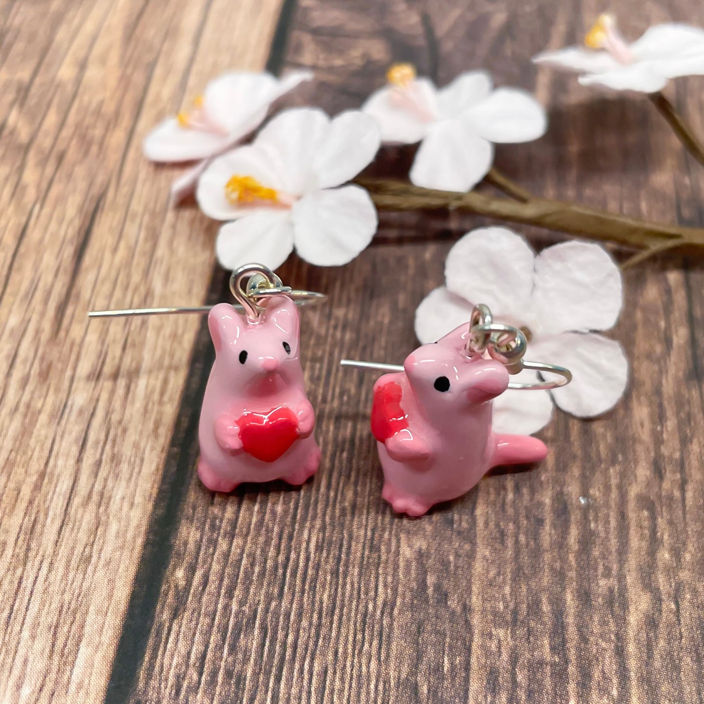 Heart Rat Clay Earrings