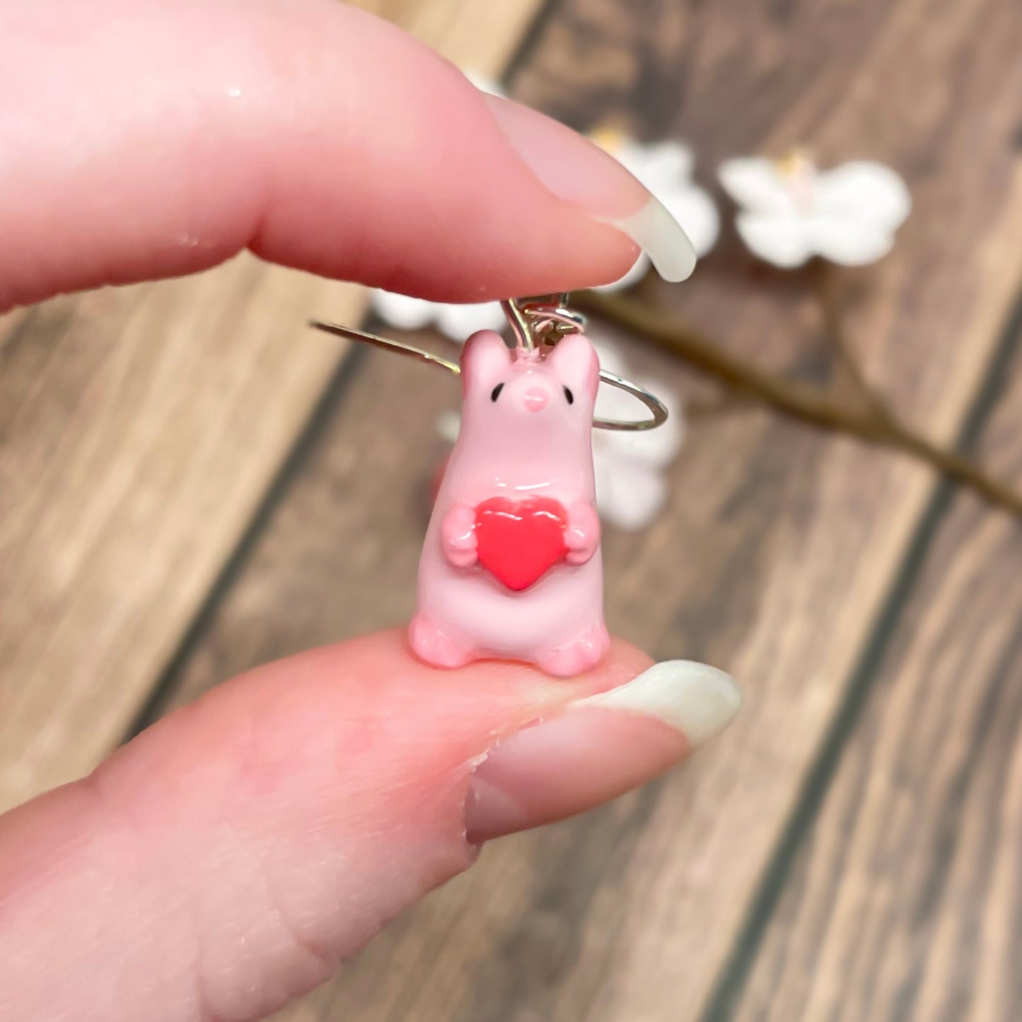 Heart Rat Clay Earrings