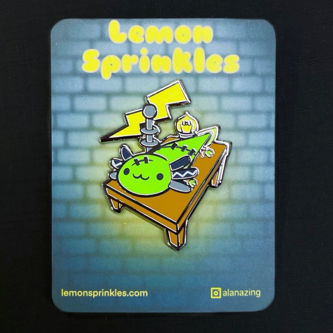 Frankenstein's Axolotl Glow In The Dark Enamel Pin