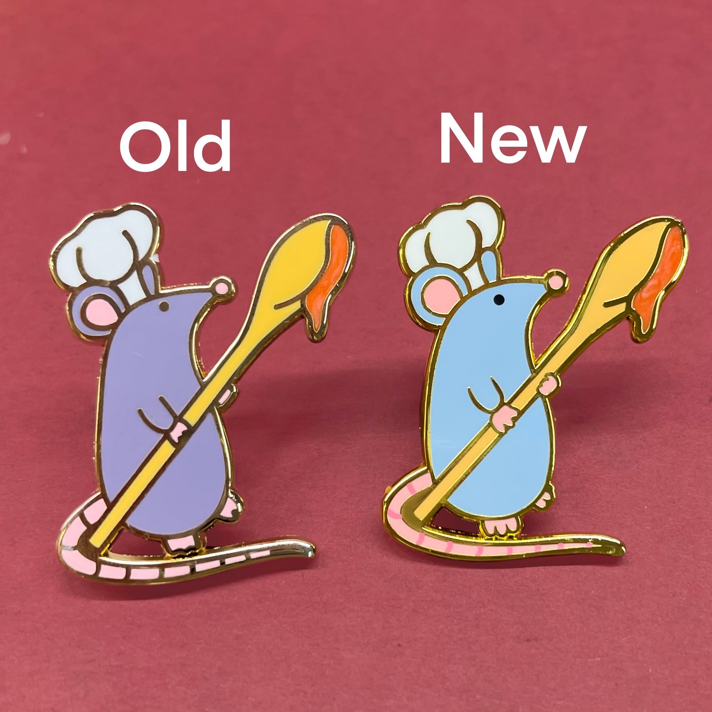 Chef Rat with Spoon Enamel Pearl Pin