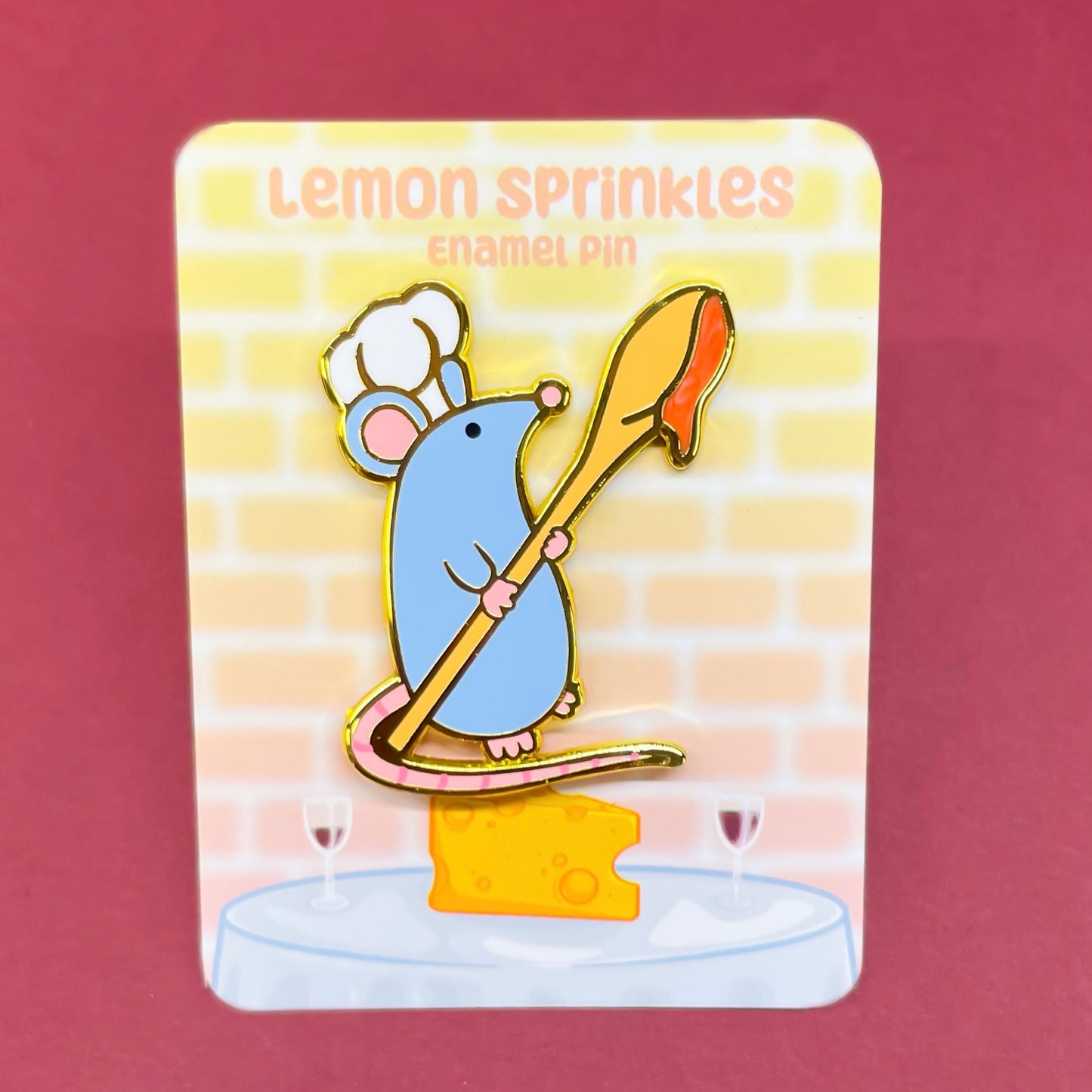 Chef Rat with Spoon Enamel Pearl Pin