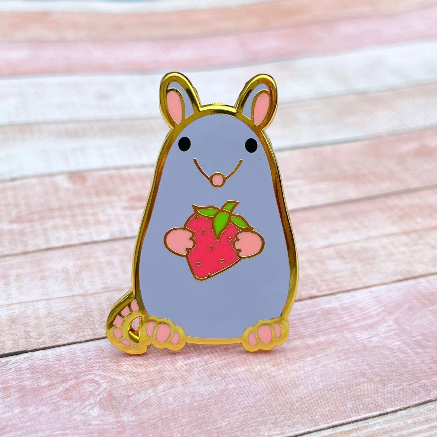 Strawberry Rat Enamel Pin