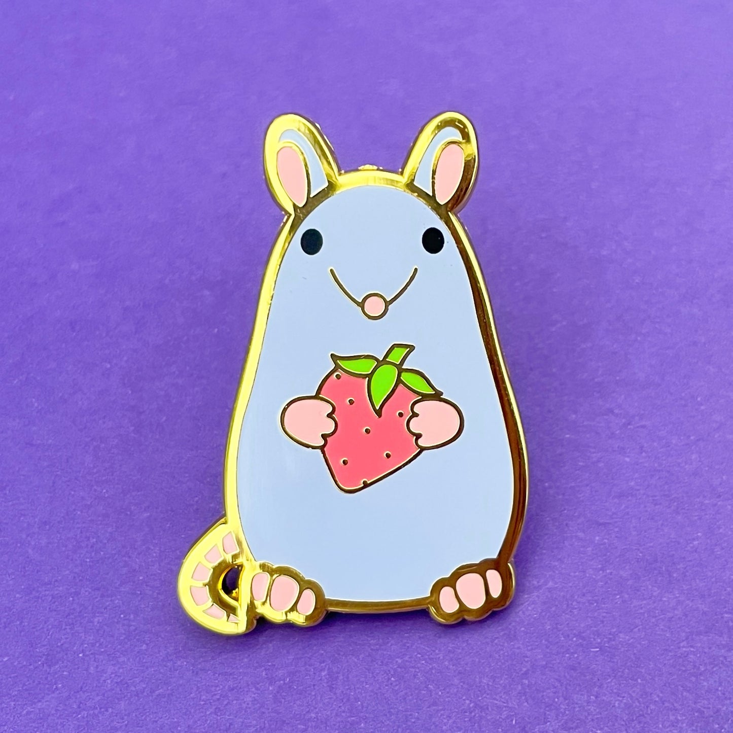 Strawberry Rat Enamel Pin