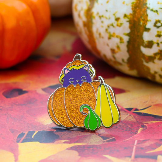 Cat Pumpkin Enamel Pin