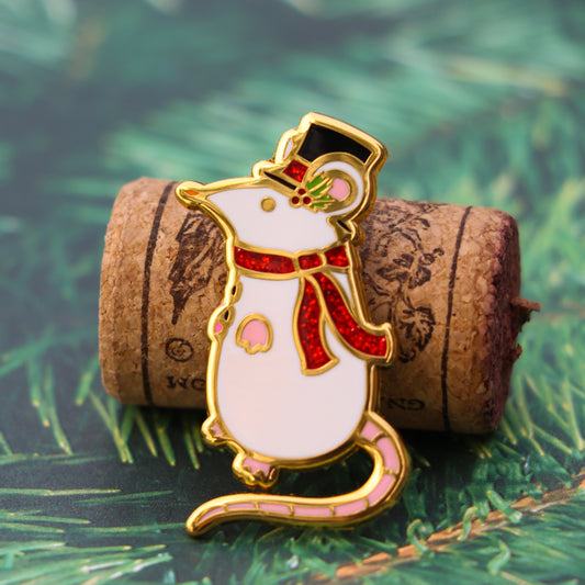 Snowman Rat Glitter Pin