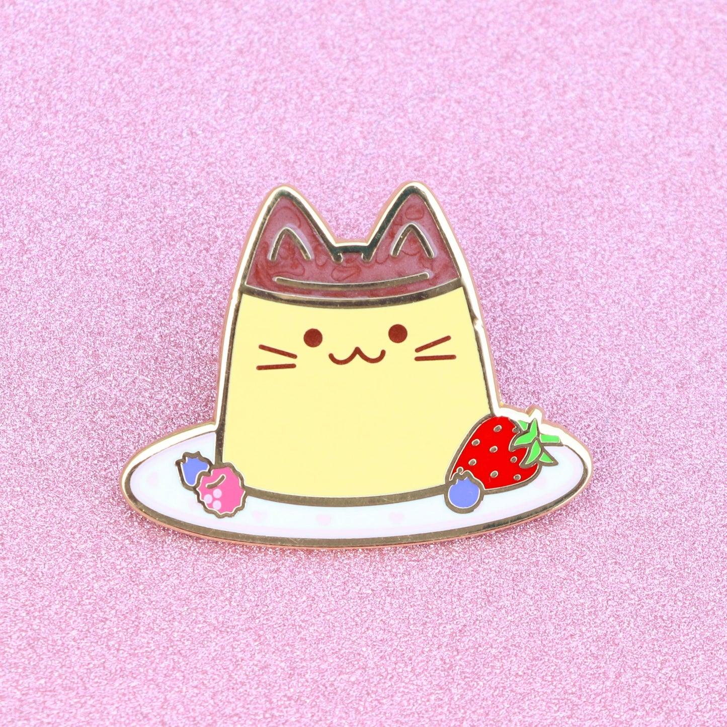 Cat Flan Enamel Pearl Pin