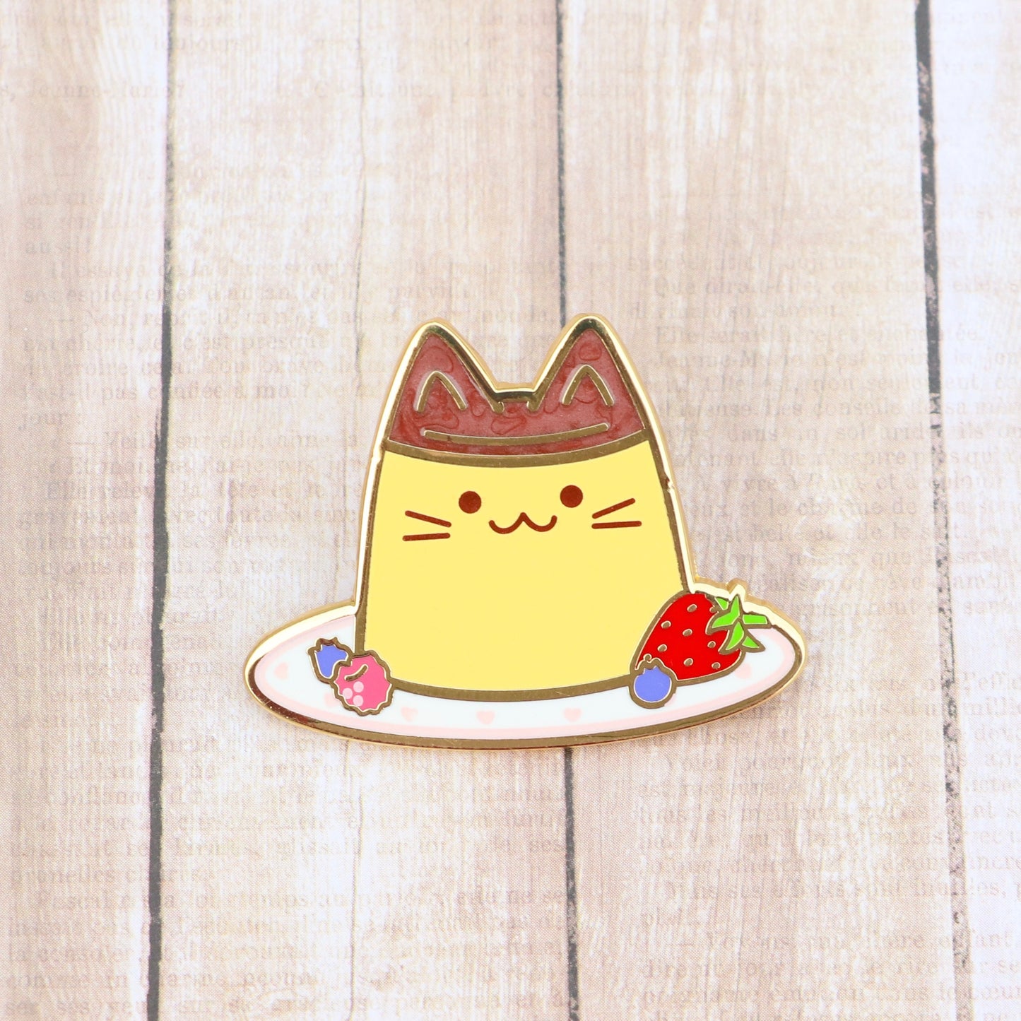 Cat Flan Enamel Pearl Pin