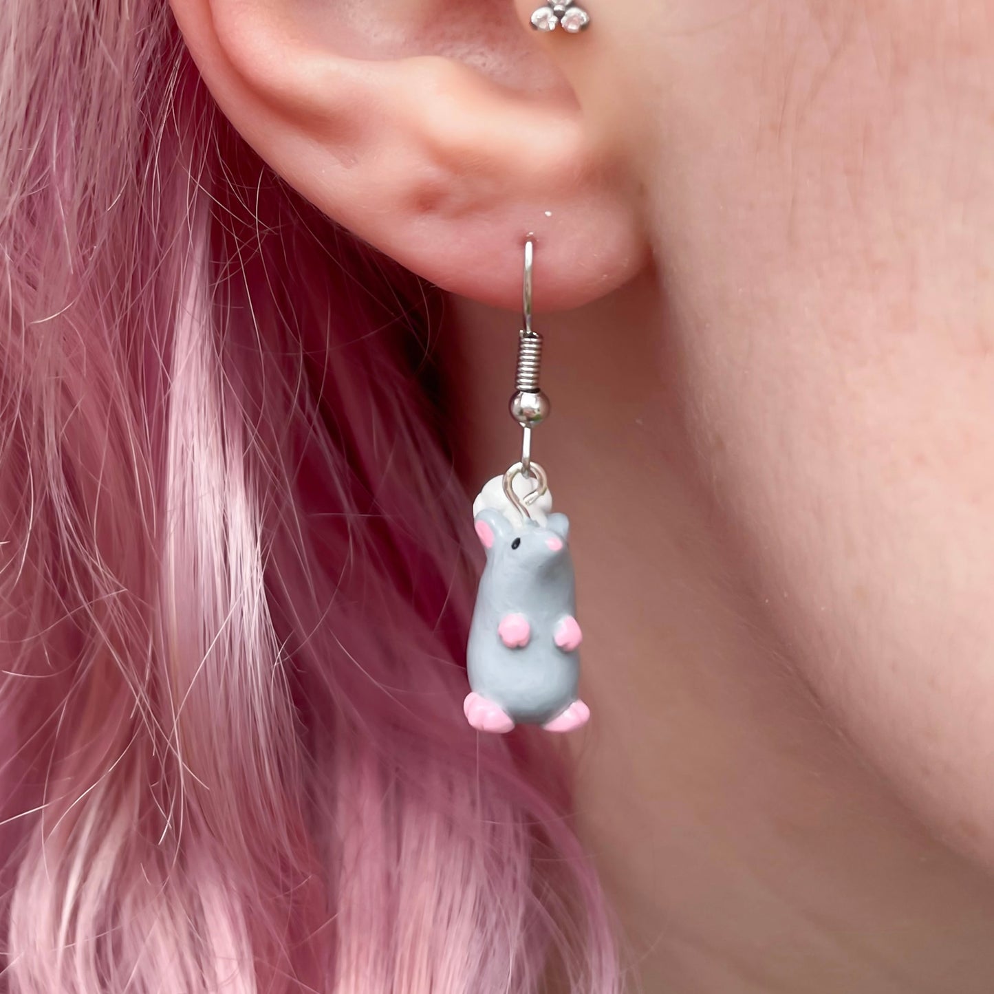 Chef Rat Clay Earrings