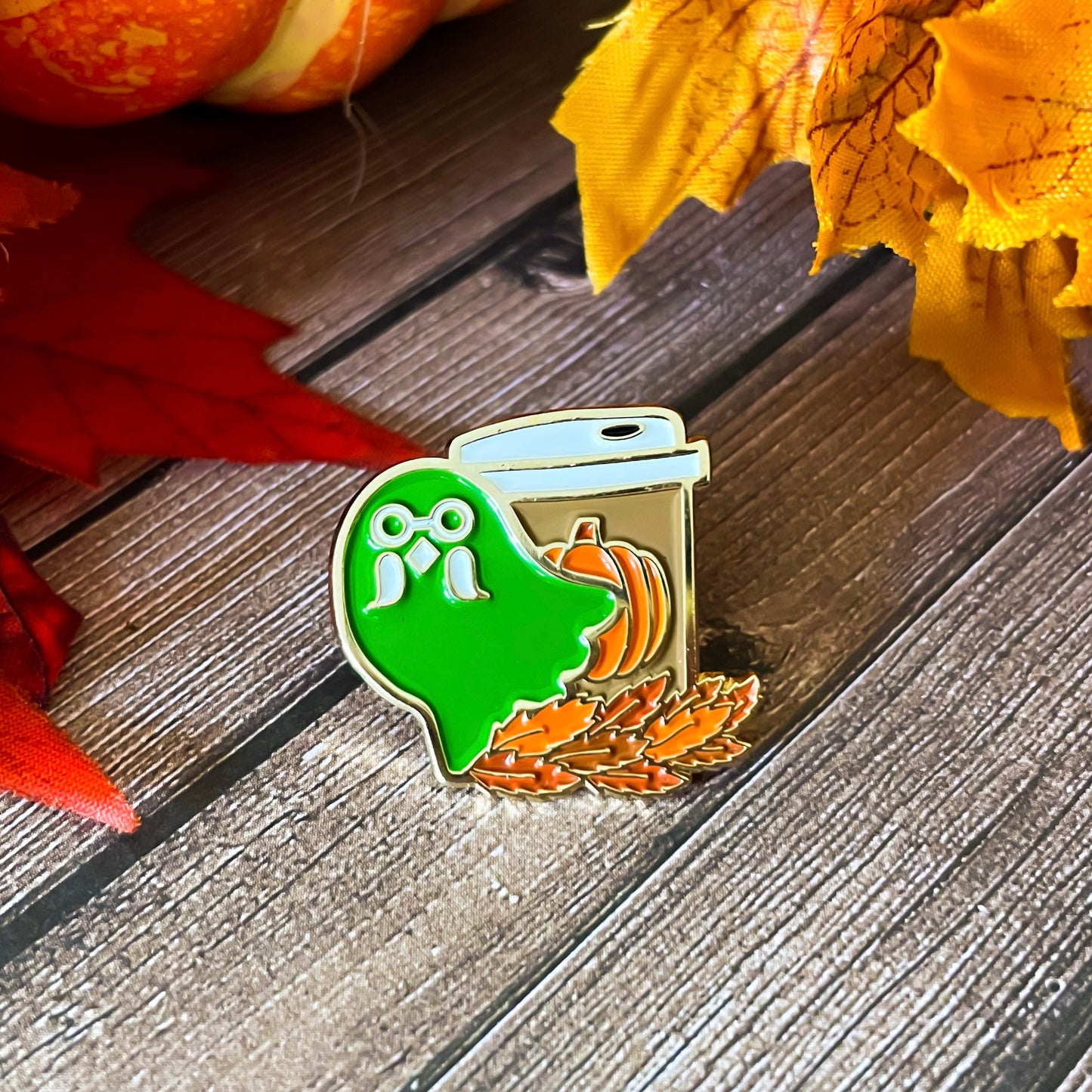 Pumpkin Spice Brewster Enamel Pin